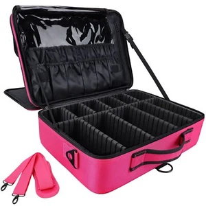 Makeup Case Travel Makeup Train Case Organizer Cosmetic Bag Portable with Adj... - Picture 1 of 7