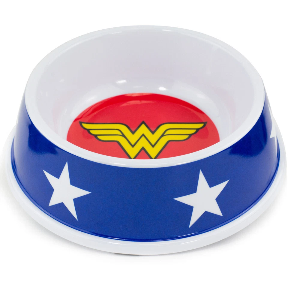 NEW Wonder Woman Shield Blue/White Melamine Dog Food Dish Bowl - Image 1 of 2