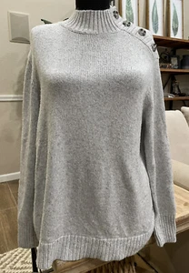 Women's St. John's Bay Mock Neck Sweater Size Small Light Gray - Picture 1 of 5