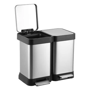 Mülleimer 2x20L Edelstahl Papierkorb Treteimer Abfalleimer Recycling 40L - Bild 1 von 7