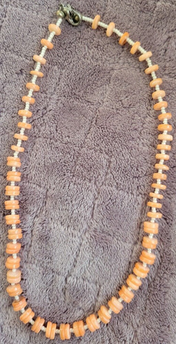 VETEMENTS Collana donna 17" cerchio arancio pesca perline