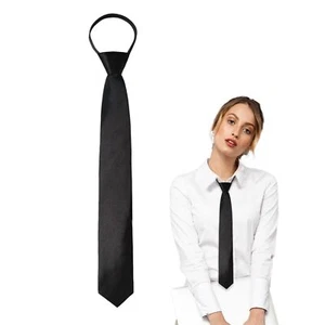 Womens Tie Pre Tied Black/Red Ties for Women Adjustable Zipper Womens Necktie... - Picture 1 of 6