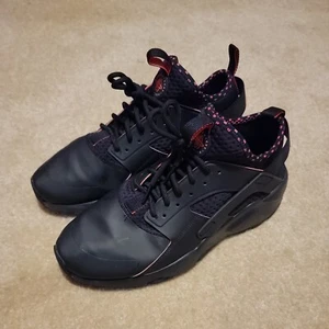 Nike Mens Size US 13 Air Huarache Run Ultra Sneakers Black Solar Red 875841-005 - Picture 1 of 12