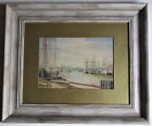 Antique watercolour by E R Gill, Harbour Scene, signed and dated 1884, framed