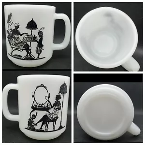 Vintage Glasbake Milchglas Kaffeebecher Tasse Antik Jugendstil Deko Szene Silhouette - Bild 1 von 9