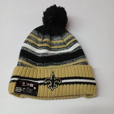 Спортивная вязаная шапка New Orleans Saints New Era 2021 NFL официальная боковая линия на поле - Изображение 1 из 4