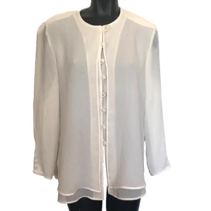 Vtg ARA Scruples Women's Blouse/ Top/ Shirt Sz 12 Ivory Sheer Layered Flowy - Picture 1 of 11