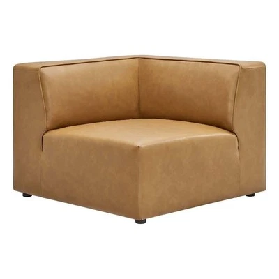 Modway Mingle Modern Faux Leather Corner Chair in Tan Finish - Image 1 of 4