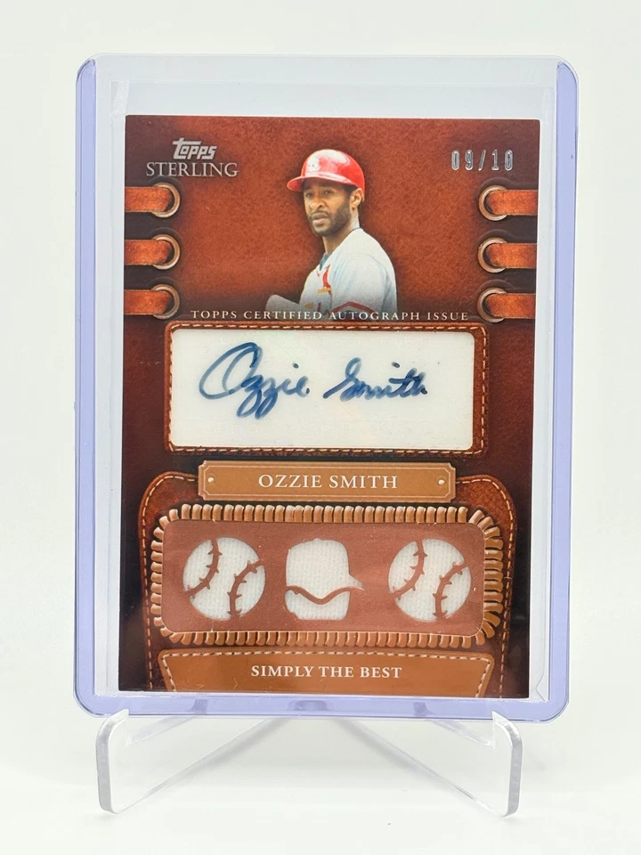 Topps Sterling Ozzie Smith 2010 triple reliquia automática 9/10 - Cardinals Foto 1 de 2