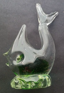 Vintage Murano Glas Fisch Skulptur grün Top Zustand schwer - Bild 1 von 6