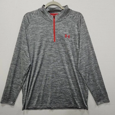 Under Armour Performance 1/4 Cremallera Para Hombre XL Suelto Gris Rojo Heat Gear Manga Larga Foto 1 de 4