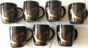 NOS Vintage Set Of 7 Starbucks 2012 SIREN Espresso Brown Ceramic Coffee Mug - Picture 1 of 9