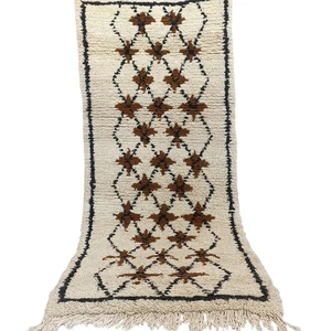 Vintage Moroccan Azilal Rug Handmade Berber Kilim Brown Carpet Tribal Wool 6x2 - Picture 1 of 24