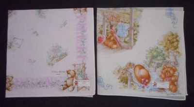 2 pañuelos vintage Petra Brons rosa y blanco Md París Francia #4 nuevos con etiquetas Foto 1 de 4