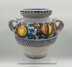 Vintage Aldo Fumanti Italian Pottery Vase Floral Pomegranates 7” Tall /s - Picture 1 of 11