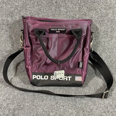 VTG Polo Sport Ralph Lauren Nylon Tote Crossbody Y2K Plum Shoulder Bag - Image 1 of 4