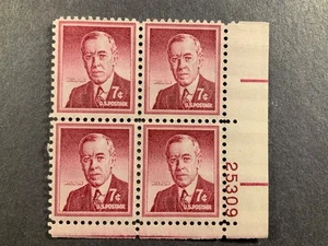 US Stamp Scott #1040, 7c, Liberty, Wilson, Plate Block, MNH - Picture 1 of 1