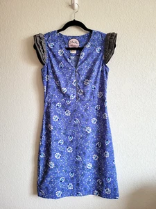Almatrichi Women's Size 38 US Small Floral Blue Gray Sheath Belted Short Dress - Picture 1 of 16