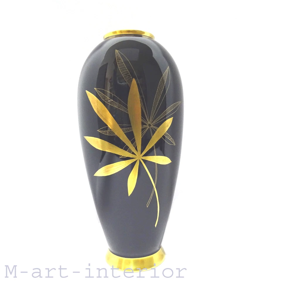 Jarrón alemán de porcelana azul cobalto y dorado de mediados de siglo de Lindner Bavaria ca 1950s Foto 1 de 4