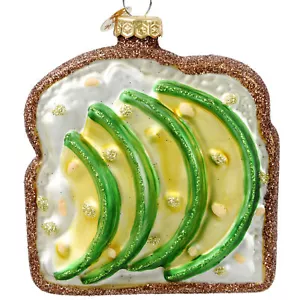Avocado Toast Ornament – Blown Glass Christmas Ornament Holiday Decoration - Picture 1 of 3