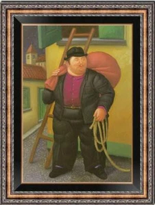 ARTE PITTURA AD OLIO REPRO DI FERNANDO BOTERO uomo grasso SU TELA 24"X36" - Foto 1 di 1