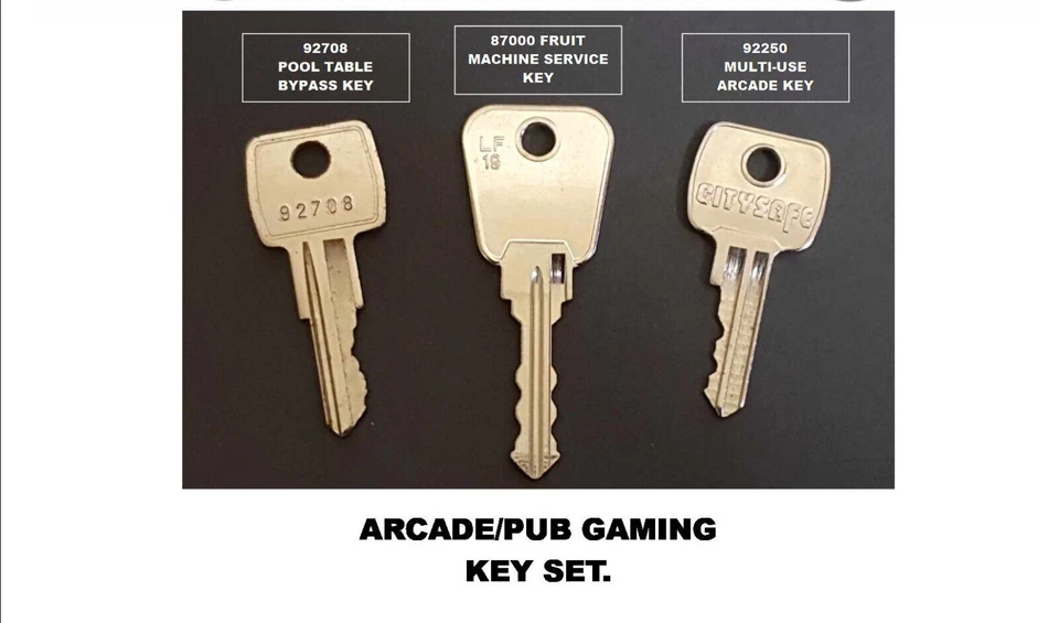 ARCADE # 92250 - POOL # 92708, FRUIT MACHINE #87000 SET OF 3 ACCESS MASTER KEYS