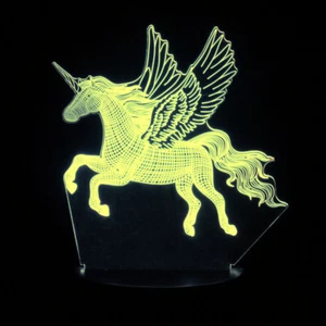 3D LED Creative Unicorn Touch Lamp USB 7 Color Change Night Light Desk Kid Decor - Picture 1 of 16