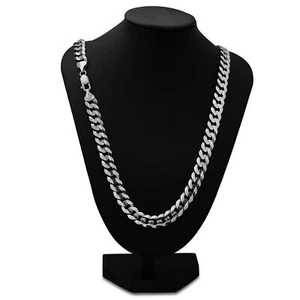 Herren Flache Miami Cuban Gliederkette Massiv 925 Sterling Silber 10mm Dick Italienisch - Bild 1 von 2