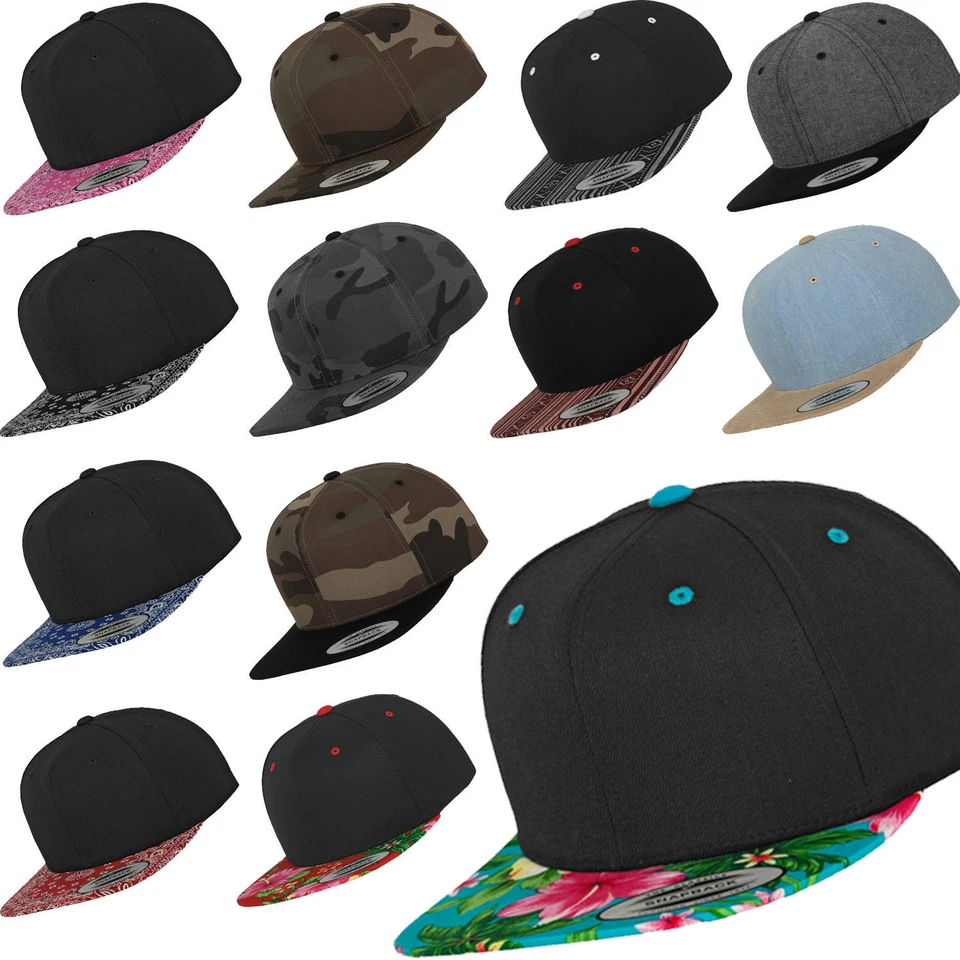 Flexfit Yupoong Snapback Caps bandana,aztec,chambray,camo,hawaii Muster Schild