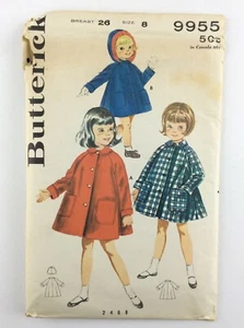 Abrigo Manga Raglán Vintage Corte Butterick Niña 9955 Pecho 26 Talla 8 Patrón N020 - Imagen 1 de 3