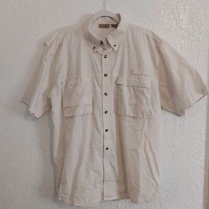 Camicia da pesca uomo Rugged Earth Outfitters taglia L con bottoni colore panna - Foto 1 di 6