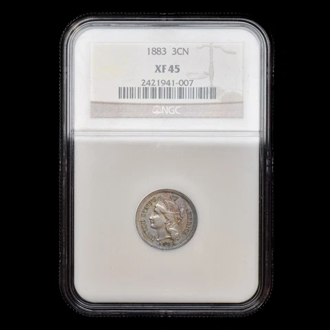 1883 3 CENT NICKEL ✪ NGC XF-45 ✪ 3CN 3C EXTRA FINE SCARCE DATE COIN ◢TRUSTED◣ Cover