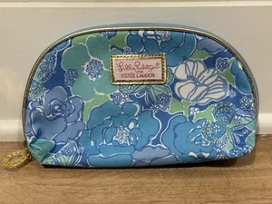 Lilly Pulitzer Estee Lauder Zip Around Blue Green Floral Butterfly Cosmetic Bag - Picture 1 of 8