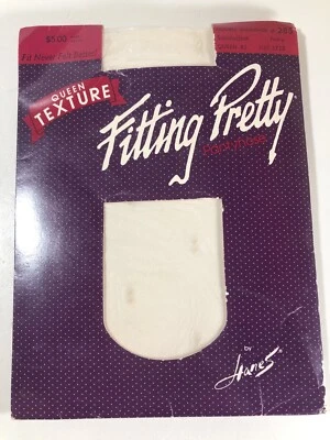 Hanes Fitting Pretty Queen Size Textured Sandalfoot Pantyhose 3X Ivory Vintage - Image 1 of 4