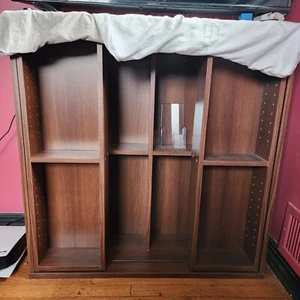 Iris Ohyama CSD-9090 Manga Double Sliding Door Book Shelf Walnut - Picture 1 of 11