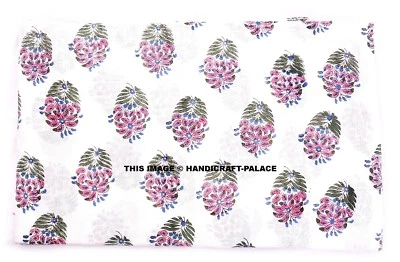 Tela de gasa con tintes naturales de 2,5 yardas de algodón de gasa blanca tela con estampado de bloques a mano  Foto 1 de 3