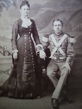 Antique Indian Wars Era Cabinet Photo; US Soldier in Dress Uniform with Wife
