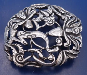 Sterling Silber Gürtelschnalle mit Darstellung eines Hexendoktors von Diettgart 1990 - Bild 1 von 3