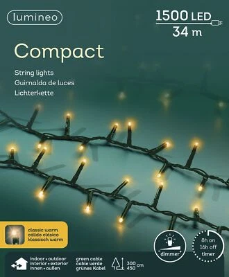 Lumineo Lichterkette Compact 1500 LED's 34 m klassisch warm, grünes Kabel - Bild 1 von 4