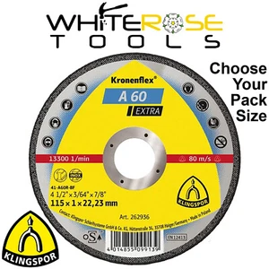 Klingspor Cutting Discs 115mm 1mm Stainless Steel Metal Angle Grinder A60 Extra - Picture 1 of 5