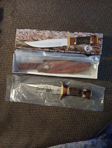 12" Hunting Knife With Sheath Etched Blade (Kodiak Bear With Mountains.  0332 - Picture 1 of 7