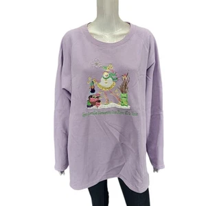 Quacker Factory Christmas Holiday Trendy Fleece Sweatshirt 3X Plus Sz Purple Top - Picture 1 of 10
