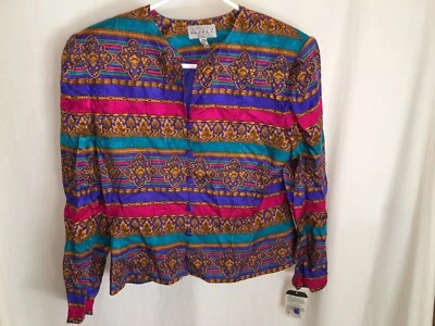 MUJER NUEVO NUEVO CON ETIQUETAS ADRIANNA PAPELL 100% SEDA BOLERO PÚRPURA ROSA Chaqueta TALLA 12 42" Foto 1 de 4