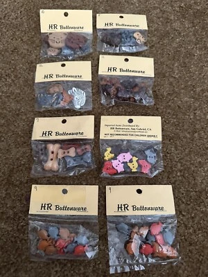 Lt8 HR Buttonware Dress It Up Sew Novelty Button Animal Fish Cat Bear Dog Farm - Image 1 of 3