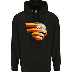 Curled Uganda Flag Ugandan Day Football Childrens Kids Hoodie - Picture 1 of 37