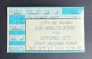 1991 Winnipeg Jets vs Los Angeles Kings Ticket Stub 10/12/91 - Wayne Gretzky! - Picture 1 of 2