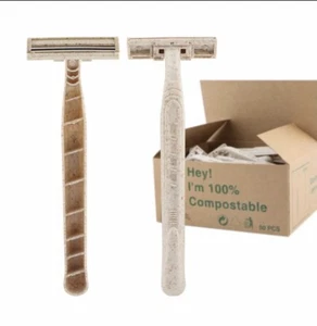 Desechable Razors 100 Hombre Razors Trigo Biodegradable Razors - Imagen 1 de 5