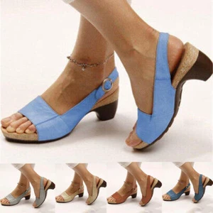 Summer Sandals Shoes Light Comfy Cushioned Slipper Open Toe Womens Wedges - Picture 1 of 17