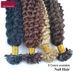 50cm Gelockt U tip Hair Extensions Echthaar Haarverlängerung Keratin Bonding - Picture 1 of 14