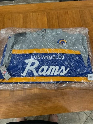 Los Angeles Rams Royal Head Coach Pullover mitchell & ness throwback Hoodie XL